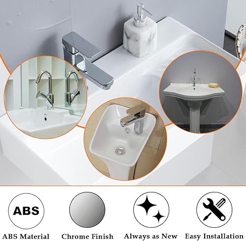 Miniatura 3 de Aifeier ET 4 piezas de anillo de desbordamiento para fregadero de cocina y baño, orificio redondo de desbordamiento, cubierta de desbordamiento para