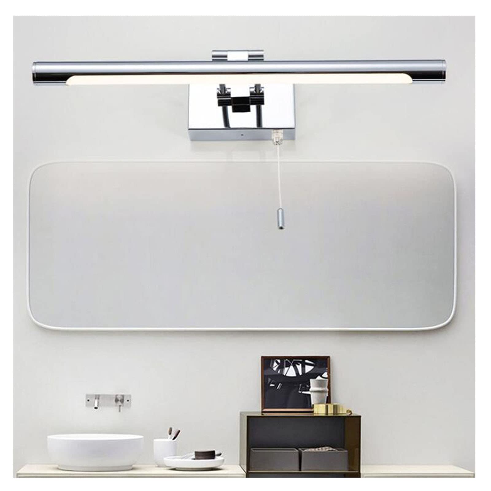AUNEVN Bath Mirror Lamps Led Mirror Front Light Bathroom Waterproof Mirror Lamp Make-Up Lighting Vanity Lights Wall Cabinet Light, with Pull Switch Wall Light/White Light/60Cm