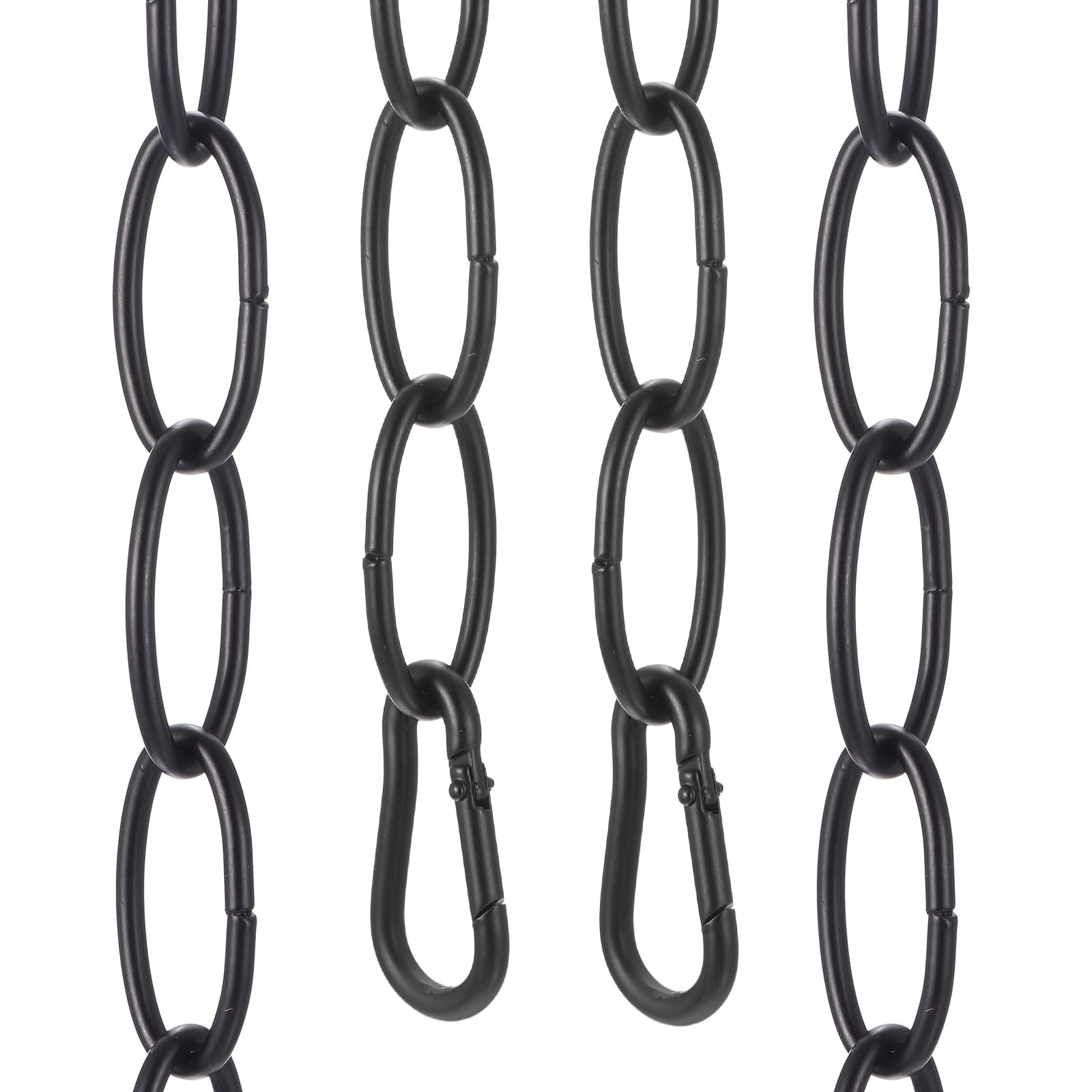 sourcing map 7ft Lighting Hanging Chain, 3.2mm/0.13" Looping Metal Pendant Chandelier Chain Extension with 2 Spring Snap Hook for Hanging Plant Pendant Chandelier Light Fixture, Black