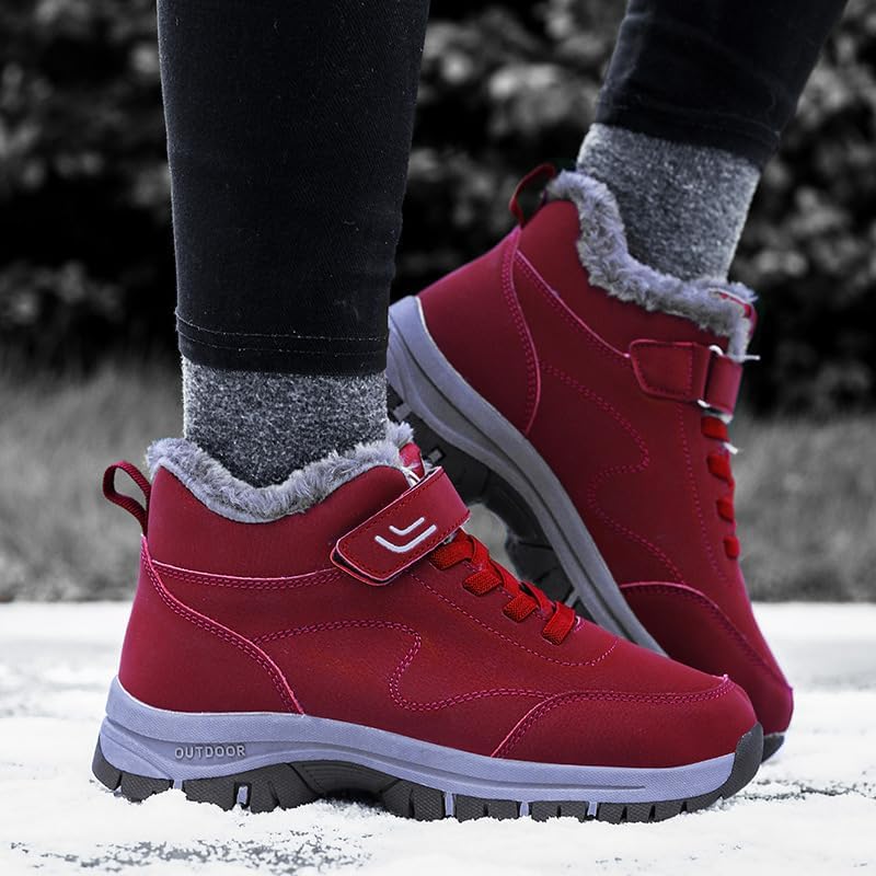 Women's Large Size Winter Snow Boots - Thermal Insulated Mid-Calf Walking Shoes with Non-Slip Sole, Comfort Fit for Cold Weather
