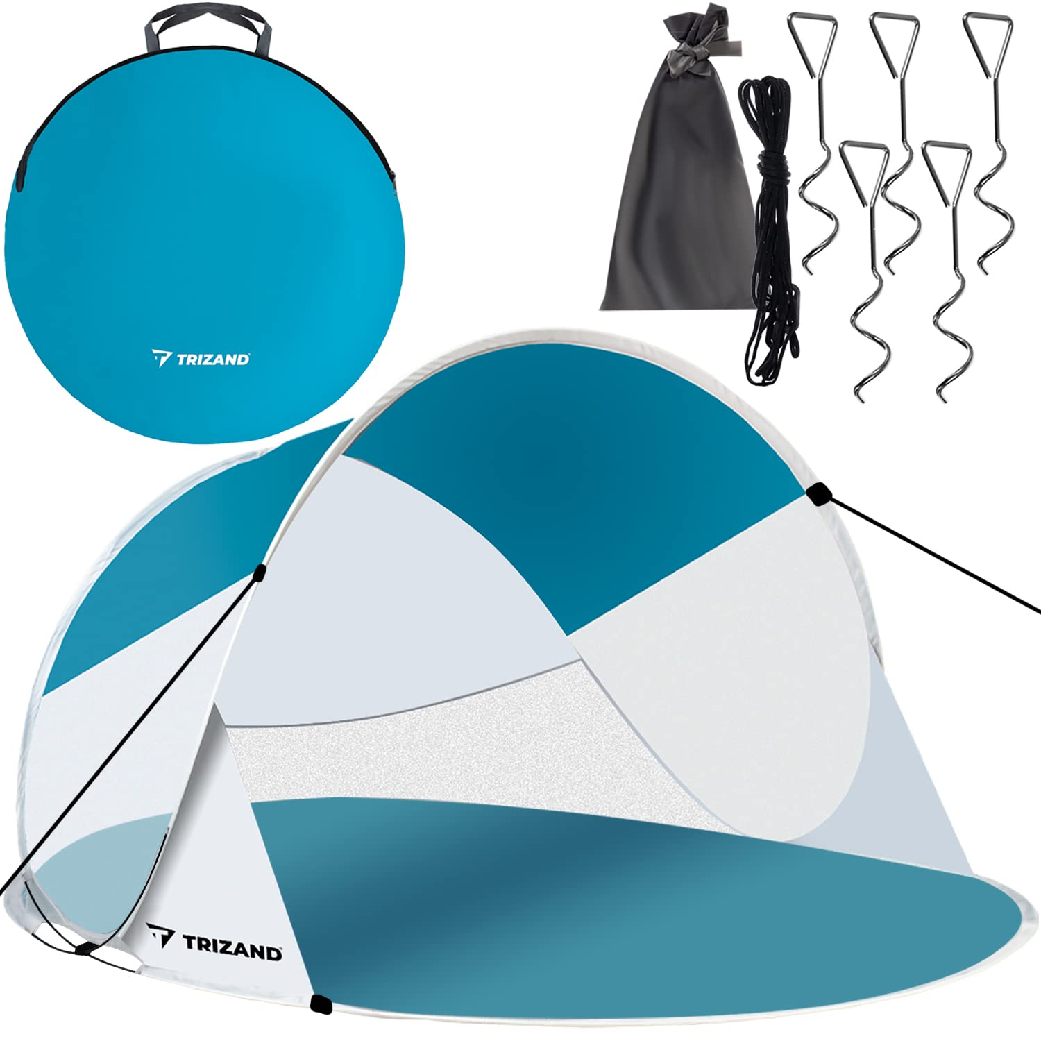 Tente de plage pop-up - Accessoires - Sac de transport - Protection UV - Protection contre le vent - 2-3 personnes - 20974