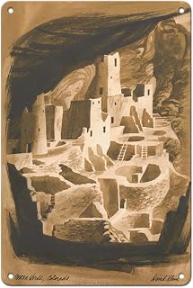 Pacifica Island Art Mesa Verde Colorado - Vintage Airline Travel Poster by David Klein c.1969-8 x 12 inch Vintage Metal Tin Sign