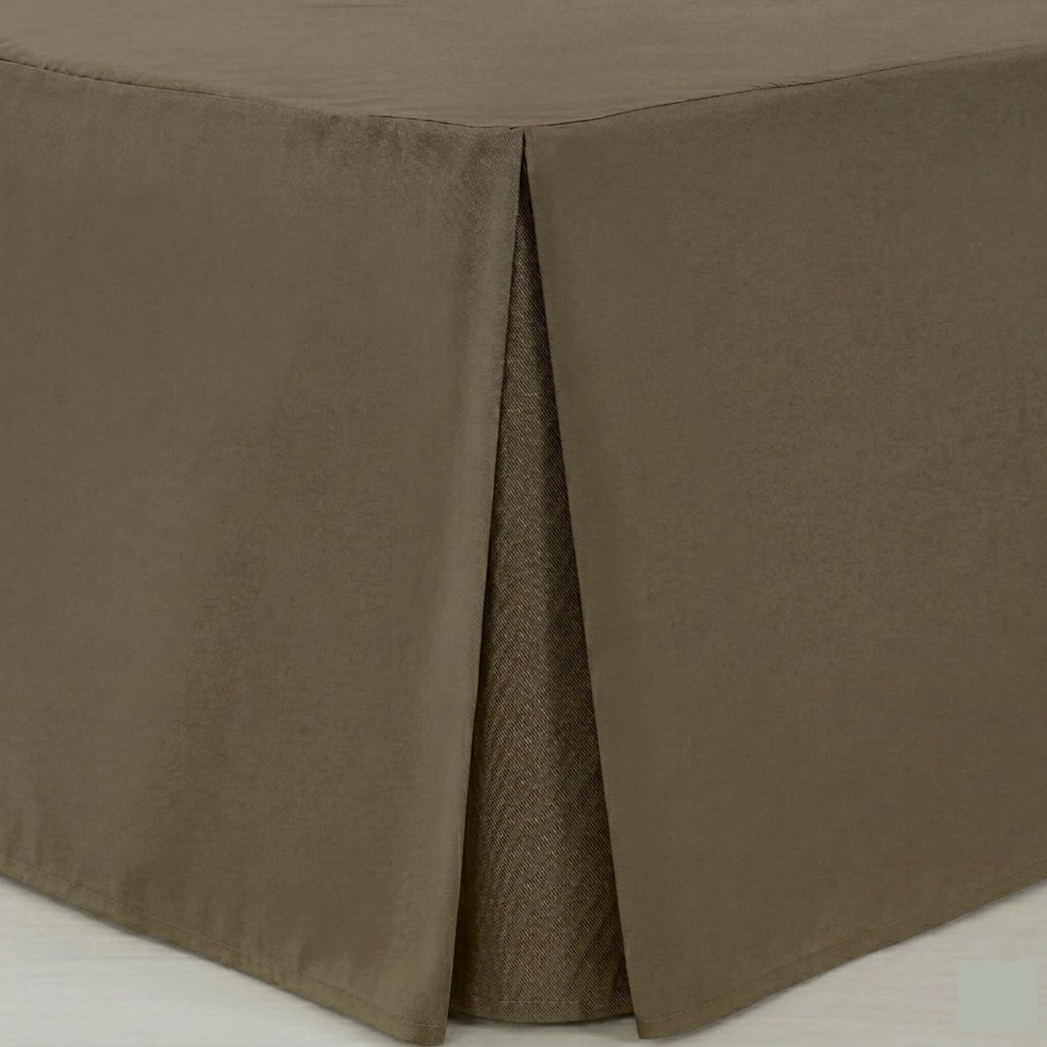 Linen Home Deep Taupe Box Pleated Base Valance Sheet 4ft Small Double Bed Skirt Valance Sheets, Microfibre Soft Brushed Easy Care Non Iron (Small Double)