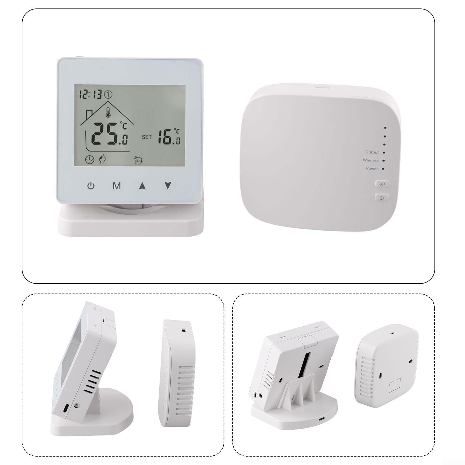 Thermostat programmable sans fil RF433 pour chaudière à gaz et commande vocale, contrôleur de température mural, double alimentation, écran LCD (pas de WiFi)
