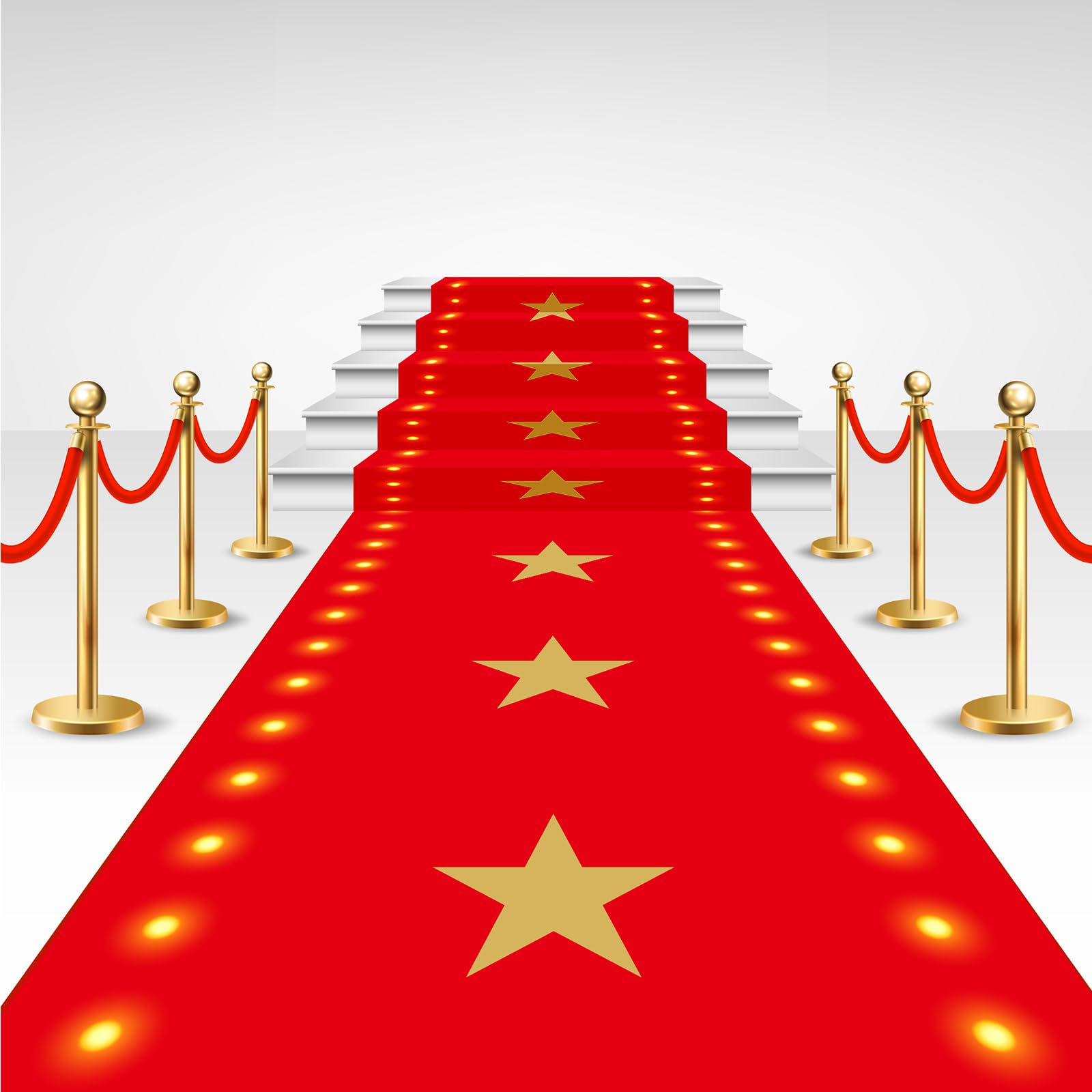 Timgle Disposable Red Plastic Carpet Runner for Party Movie Night Carpet with Golden Star Runner Rug for Floor Stage Stairs Birthday Wedding Theme