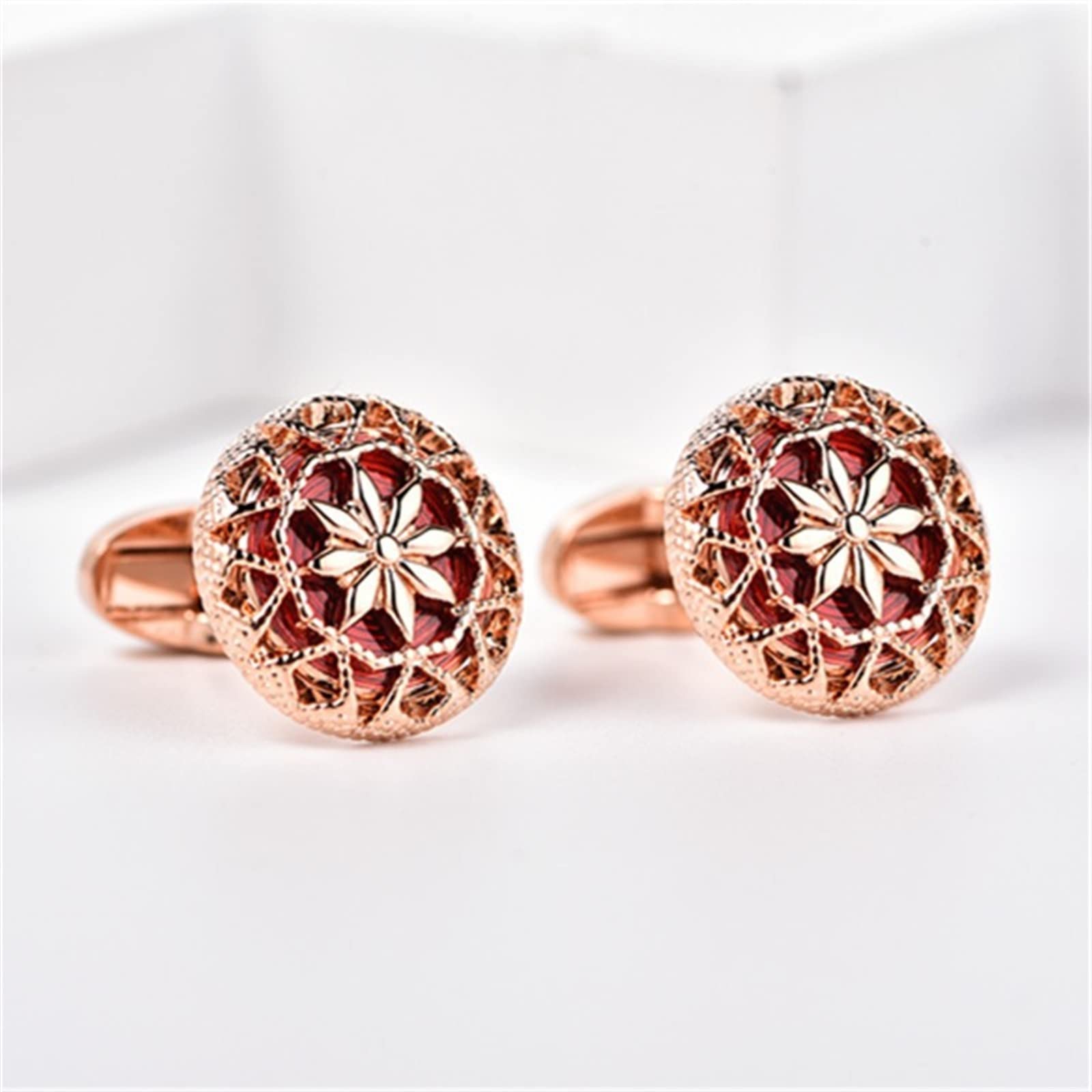 Blume Manschettenknöpfe Herren Business Bankett Anzüge Hemden Knöpfe Schmuck Mode Herren Hochzeit Accessoires Geschenke (Metallfarbe : A)
