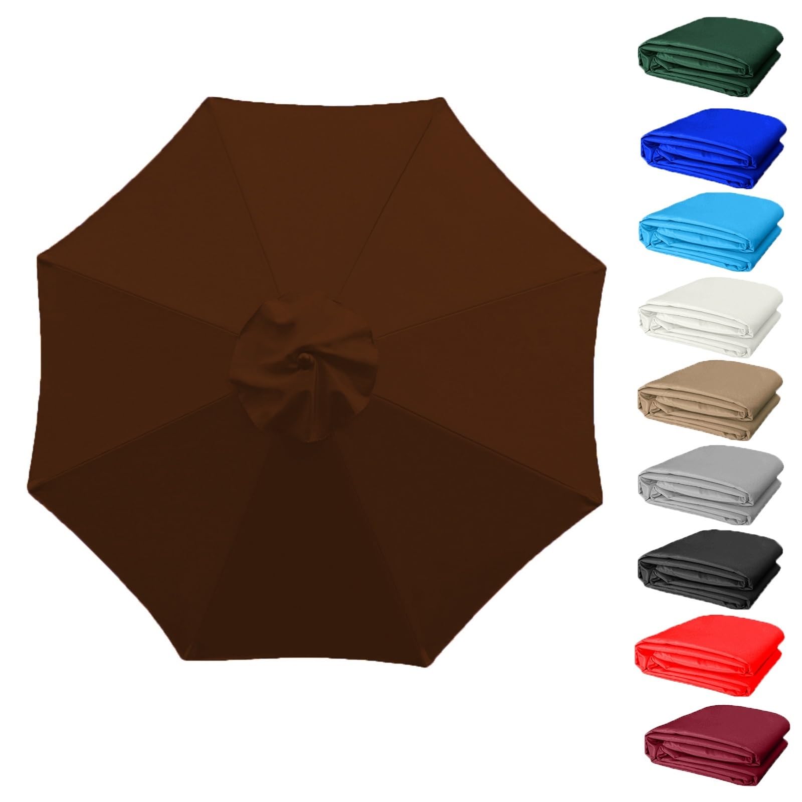 QIQVIV Umbrella Replacement Cloth 6 Arms/8 Arms Replacement Parasol Canopy, Garden Parasol Canopy Cover Replacement Parasol Fabric Cover, 200/270/300cm Canopy(Brown,(8Rib) 2.7m/106in)
