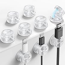 JOYROOM 9PCS Clips Câble Organisateur de Câbles Magnétique Auto-adhésif Support de Câbles pour Bureau, Table de Nuit, Câbles de Chargement, HDMI, USB, Audio, Transparent