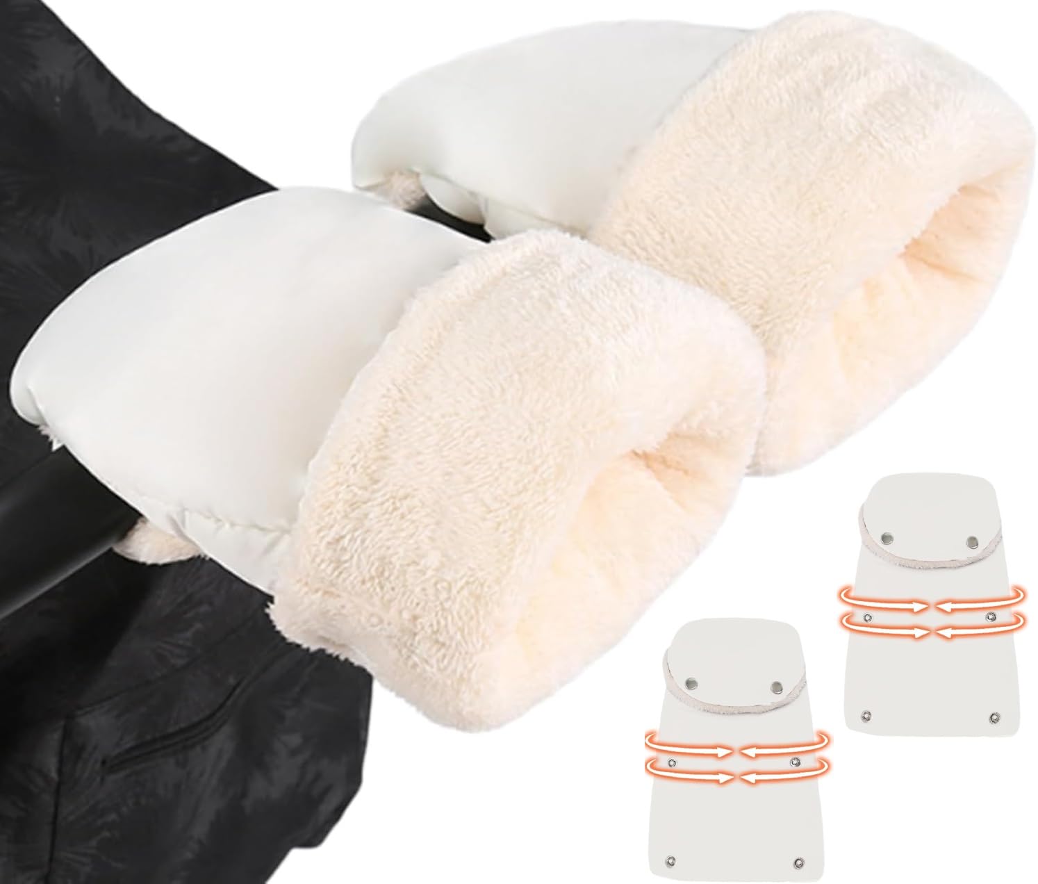 AESZITTEW Pram Gloves Thick Winter Pram Warmmuffs,Windproof Stroller Hand Muff, Soft Cold Weather Protection Handlebar Mittens for Pushchair Trailer Bicycle (#1)