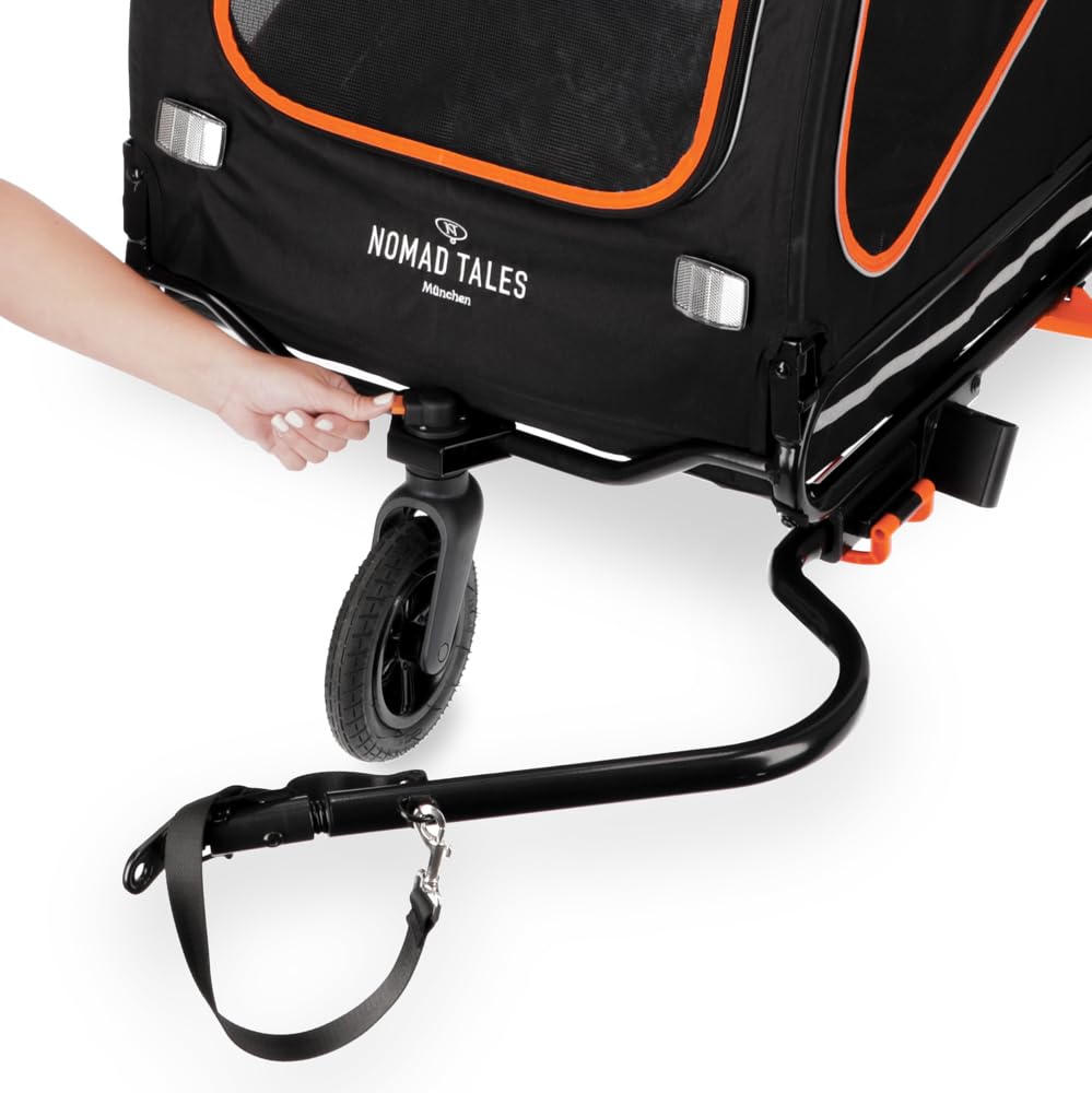 Fahrradanhänger & Jogger für Hunde bis 45 KG | 2 in 1 | Große Fenster & gepolsterte Liegematte | Maße: ca. L88 x B72 x H102 cm