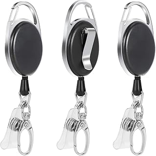 Retractable Keyring,3 Pcs Badge Reel, Id Card Badge Holders for Key Ring Retractable Badge Holder,Retractable Keychain with Belt Clip for Office Workers, Teachers, Nurses, Doctors, Students(3PACK)