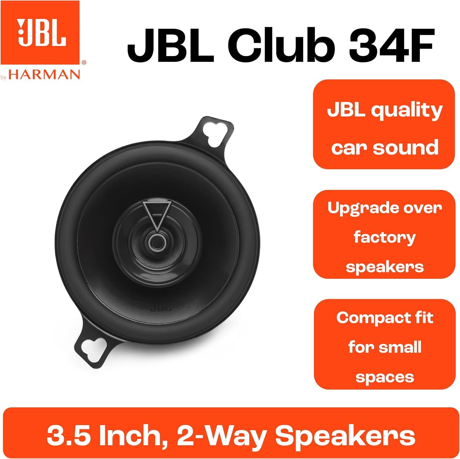 JBL Club 34F 3.5 in / 87 mm 2-Way Coaxial Car Speakers | 25 W RMS