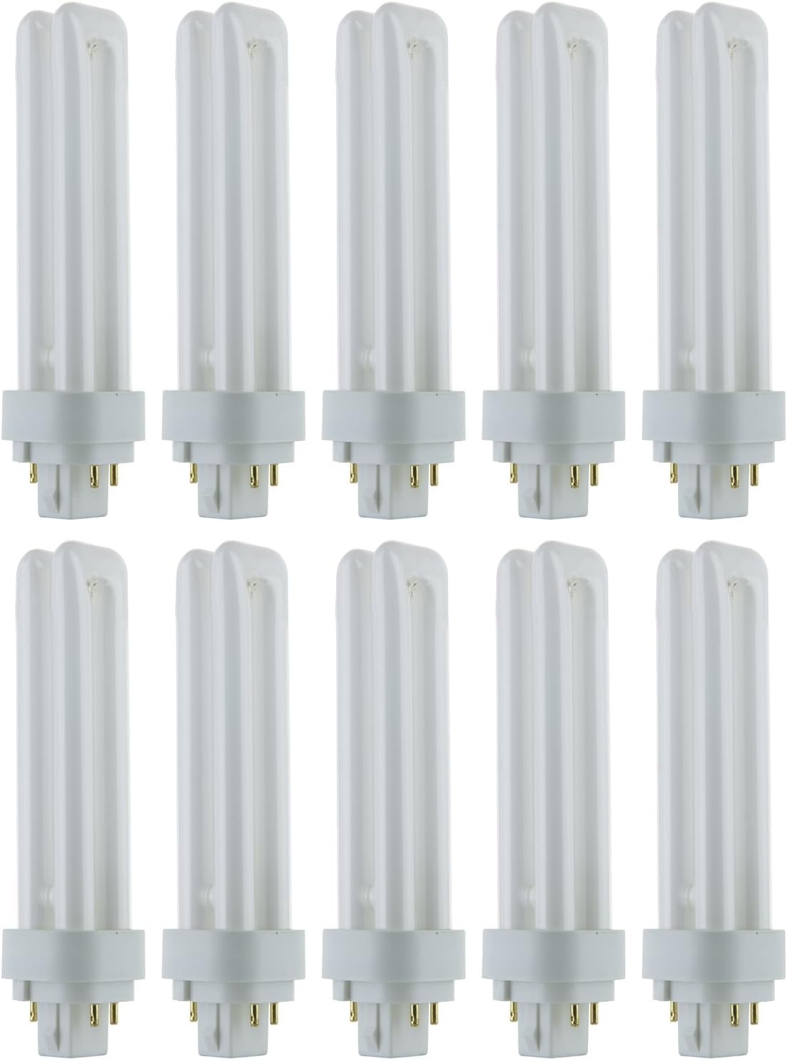 Diodesy- Compact Fluorescent U-Shaped Light Bulb 4 Pin Double Twin Tube 18W 5000K Bright White 1080LM PLD G24q2 Base CFL U-Bend Tubular Bulbs for Office Classroom Clinic 10,000 Hours Pack of 10