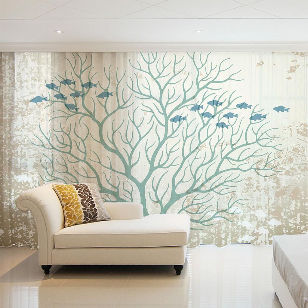 Rideaux voilages 3D motif poisson pour la décoration de la chambre enfant