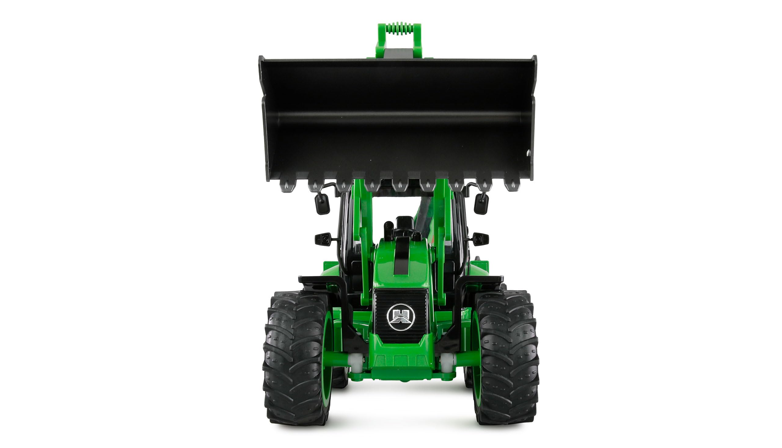 Amewi Retroexcavadora G1401E 1:14 RTR Verde teledirigido RC 2 en 1 Cargador de Ruedas y Excavadora niños 8 años