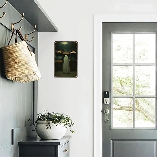 Miniatura 7 de Póster de fantasma de arcada vintage, divertido letrero de metal retro vaporwave de los años 80, arcada de neón de los años 80, aluminio de 8 x 12