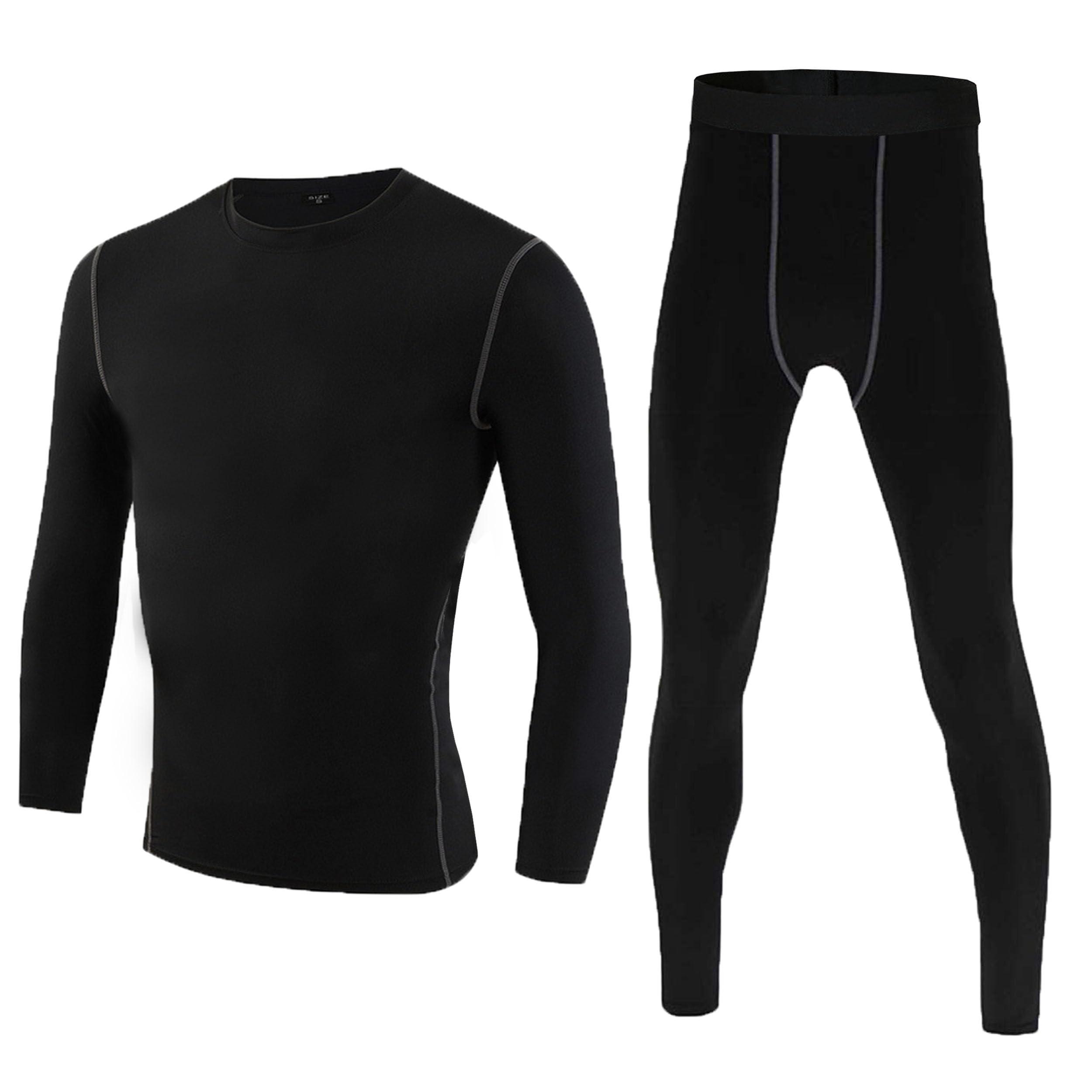 BEGIANT Thermisch ondergoed set voor jongens, langarm baselayer top en lange broek, voetbalshirts, atletische compressie ondergoed set voor jongens, zwart, 10 Jaar