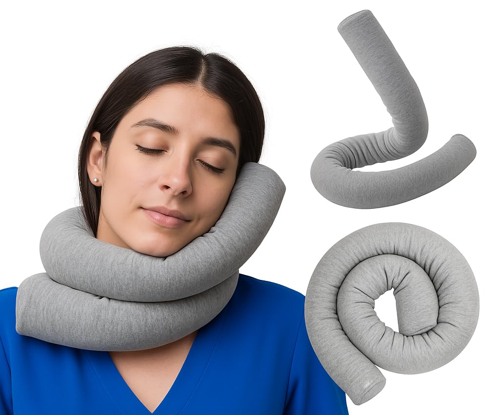 Dot&Dot Twist Memory Foam Travel Pillow for Neck, Chin, Lumbar and Leg Support - Neck Pillows for Sleeping Travel Airplane - Adjustable, Bendable Roll Pillow (Blush, One Size)