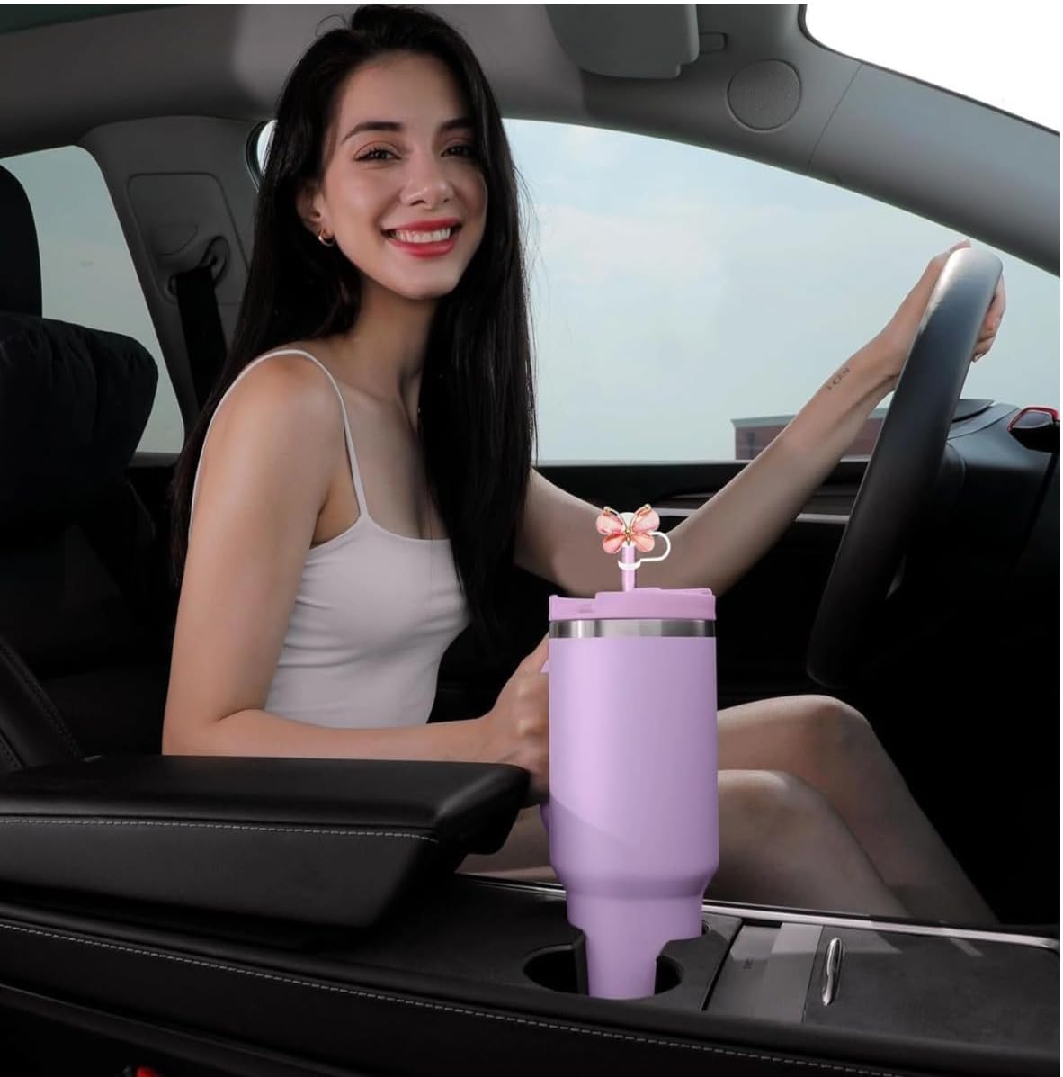 4Pcs Butterfly stanley cup straw Toppers 30 or 40 Oz cup with Handle-10mm Cute Silicone Straw Covers,Funny Tumbler Straw Covers Cap,Anti-dust Aaccessories for Stanley Cup（Metals） - Image 5