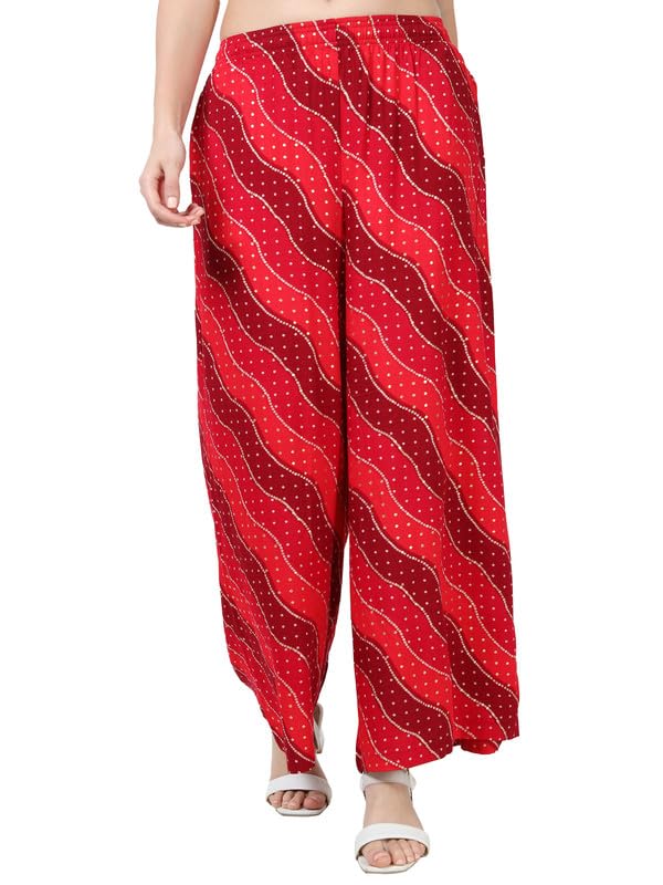 Women’s Printed Rayon Palazzo : Super Comfortable Relaxed Fit|2 Pockets and Adjustable Waist Cord Women’s Printed Rayon Palazzo : Super Comfortable Relaxed Fit|2 Pockets and Adjustable Waist Cord