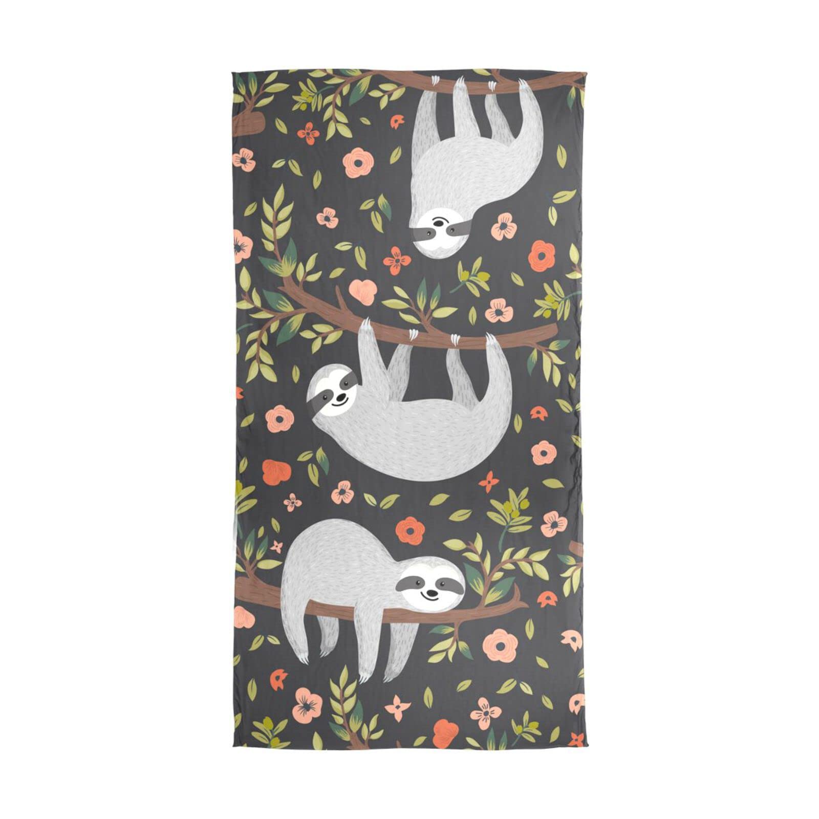 YOUJUNER Women's Long Silk Scarf Cute Sloth Flower Chiffon Silk Scarves Shawls Stoles Wraps for Women Ladies