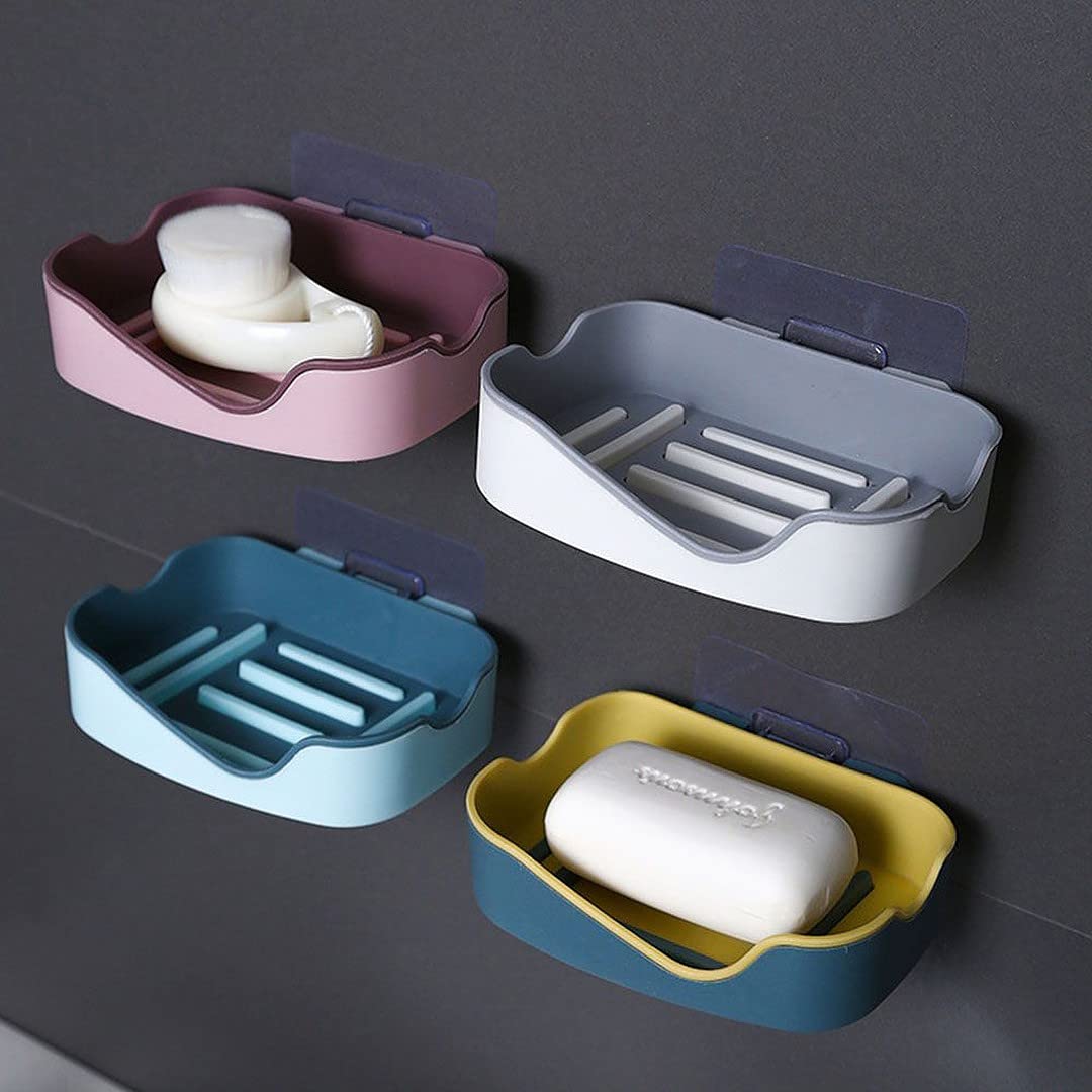 Wolpin Soap Stand Holder for Bathroom Kitchen Sink Magic Stickers Wall Mounted (Pack of 4 Pcs) Water Draining Tray Plastic (B09S11T3SZ) Amazon Price History, Amazon Price Tracker