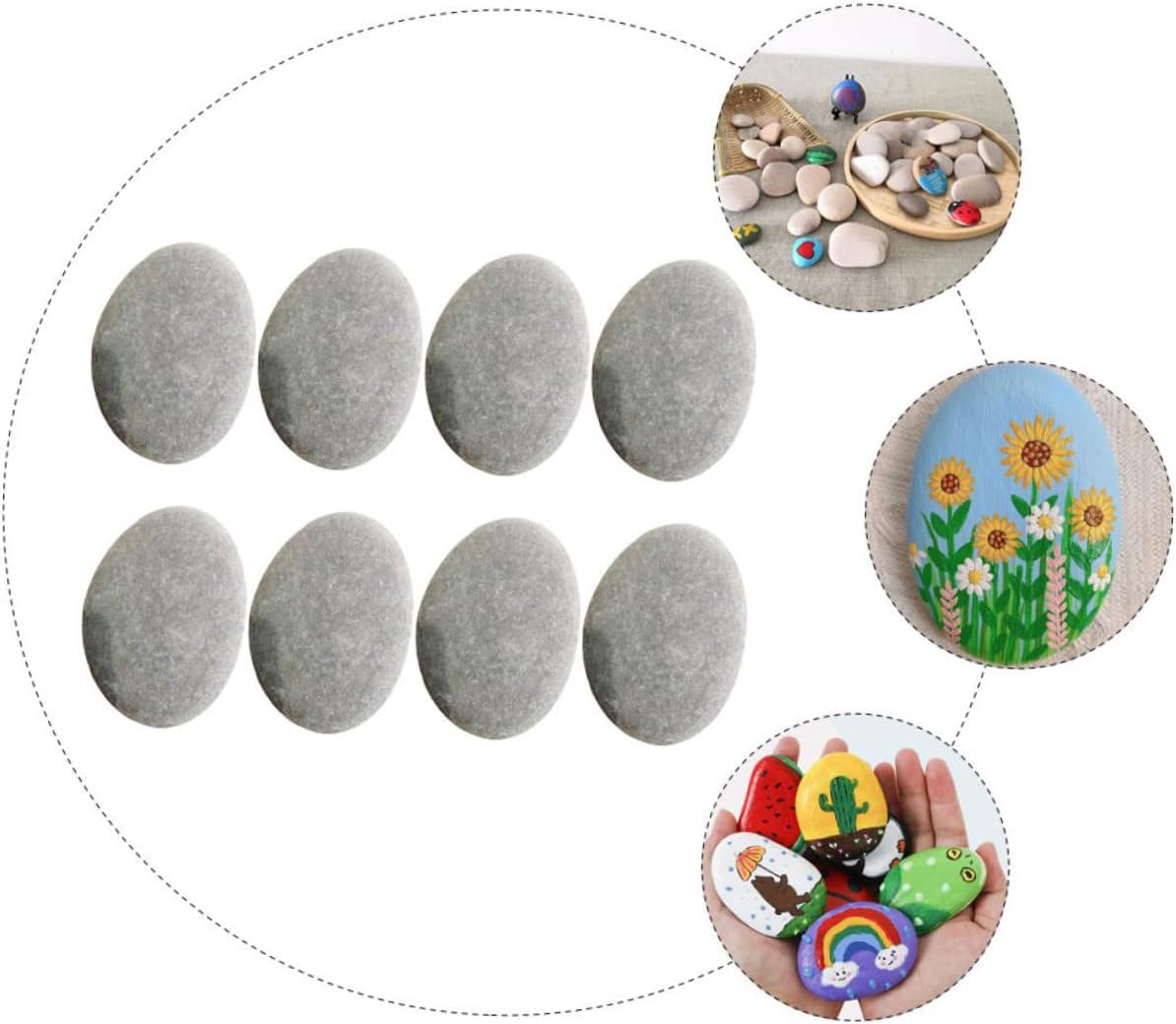 Toddmomy 8pcs Smooth Painting Rocks Decorative DIY Pebbles for Craft Projects Random Shapes for Boy Girl Art and Home Decor