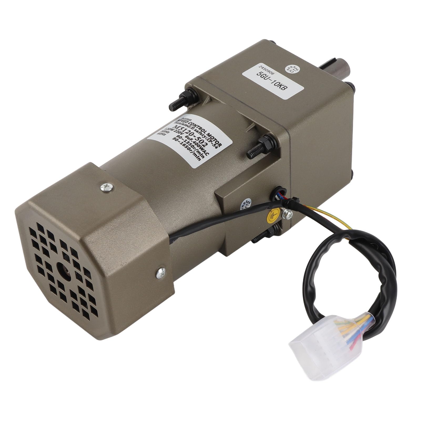 ViaGasaFamido Motor Asíncrono Monofásico de 220 VCA, Motor de Engranaje Reversible de Velocidad Ajustable con Controlador, Potencia de 120 W para Embalaje y Automatización (Relación de reducción 10k)