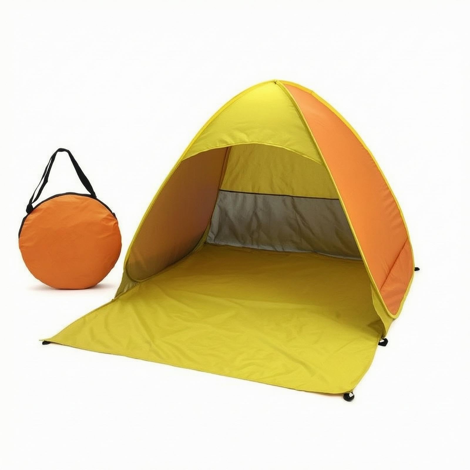 Beach Tent with Carry Bag Foldable Beachside Tent Freestanding for Families, Park, Camping Orange XL Regular-image-45