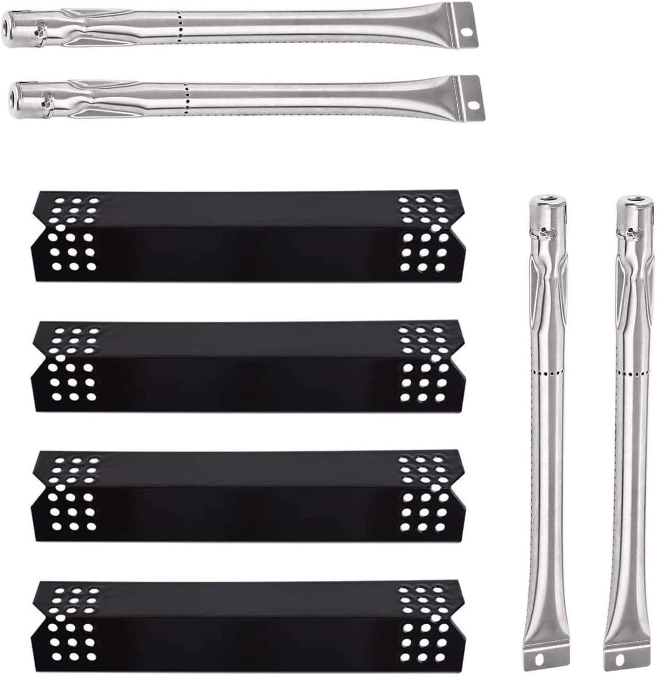 Replacement Parts for Grill Master 720-0697 BBQ Grill, Burners and Heat Plates Replacement for Grillmaster 720-0697, 4-Pack Replacement Porcelain Steel Heat Plates Heat Deflectors and Burner Tubes