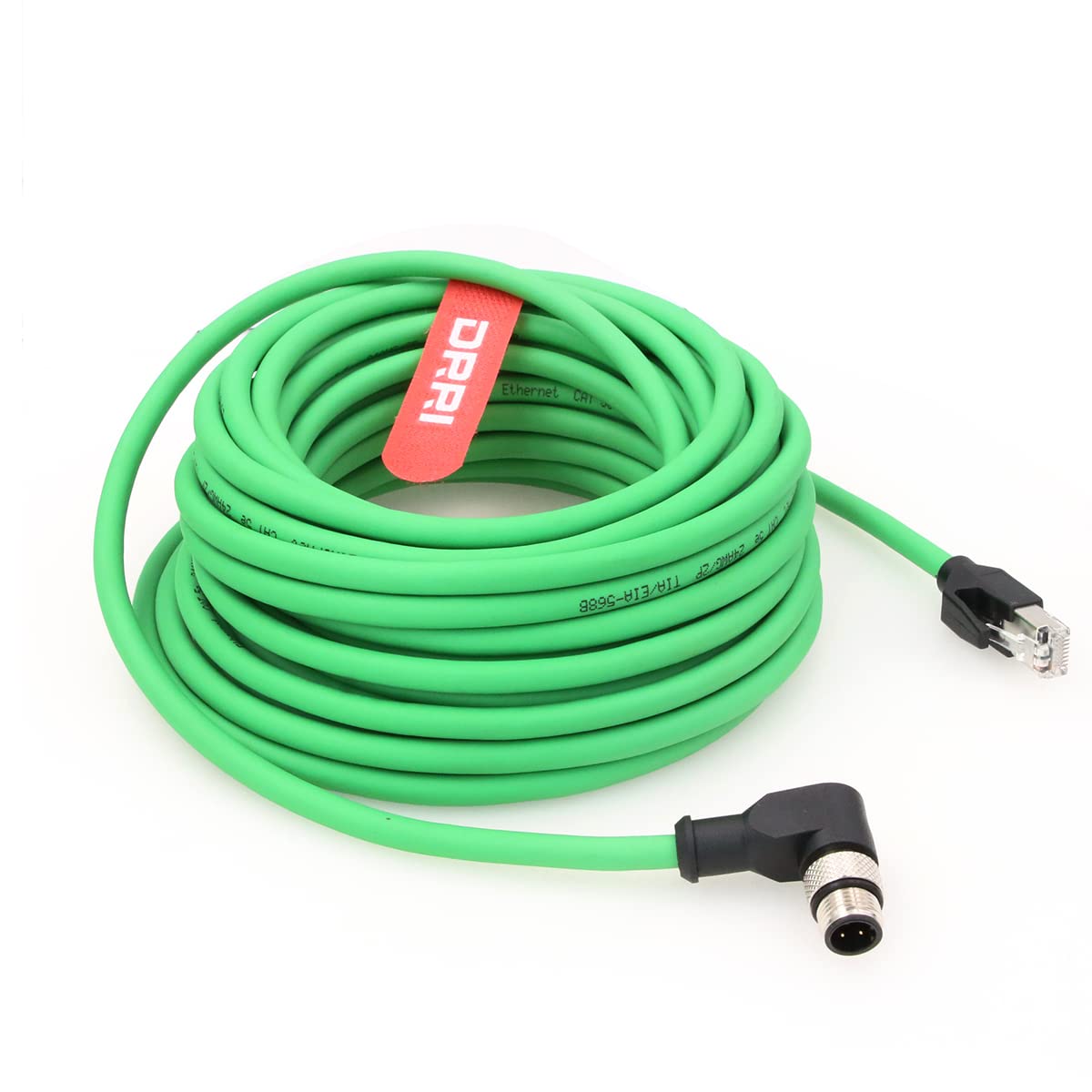M12 4-poliger D-Code-Stecker auf RJ45 wasserdichtes Ethernet-Kabel für industrielle Ethernet-Anwendungen, gewinkelt, 10M
