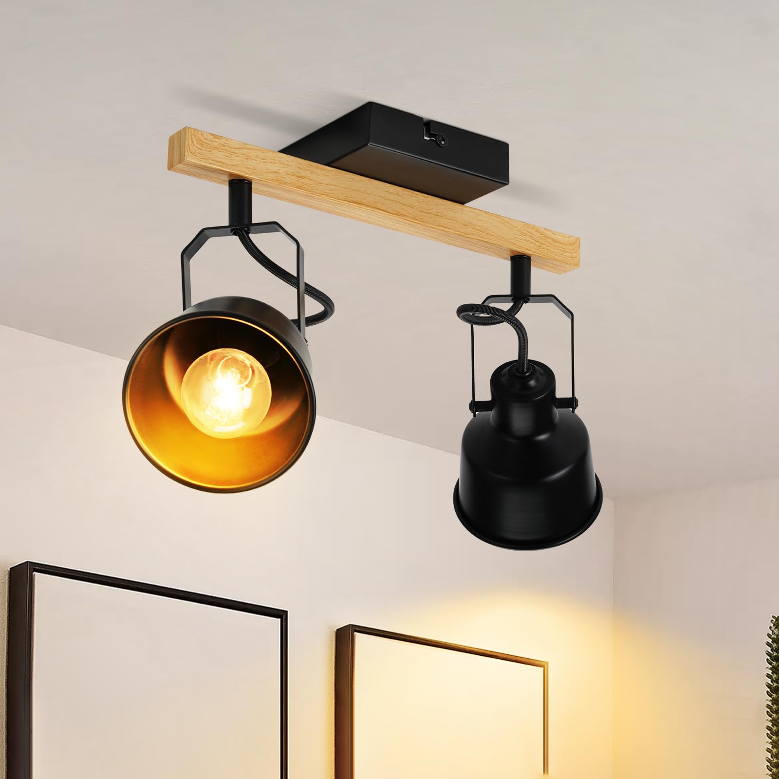 GBLY Schwarz/Weiß+ Holzfarbe Deckenstrahler