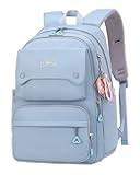 JiaYou Teen Girls Casual Backpack High Middle School Daypack Women Daily Travel Laptop Bag (1# Blue, 26 Liters)