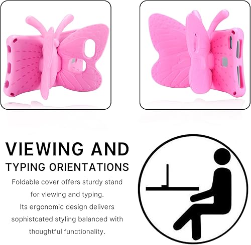 Miniatura 5 de Simicoo TCL Tab 8 LE Linda funda de mariposa con soporte, ligera, EVA, resistente, a prueba de golpes, funda completa para niños para TCL Tab 8 LE