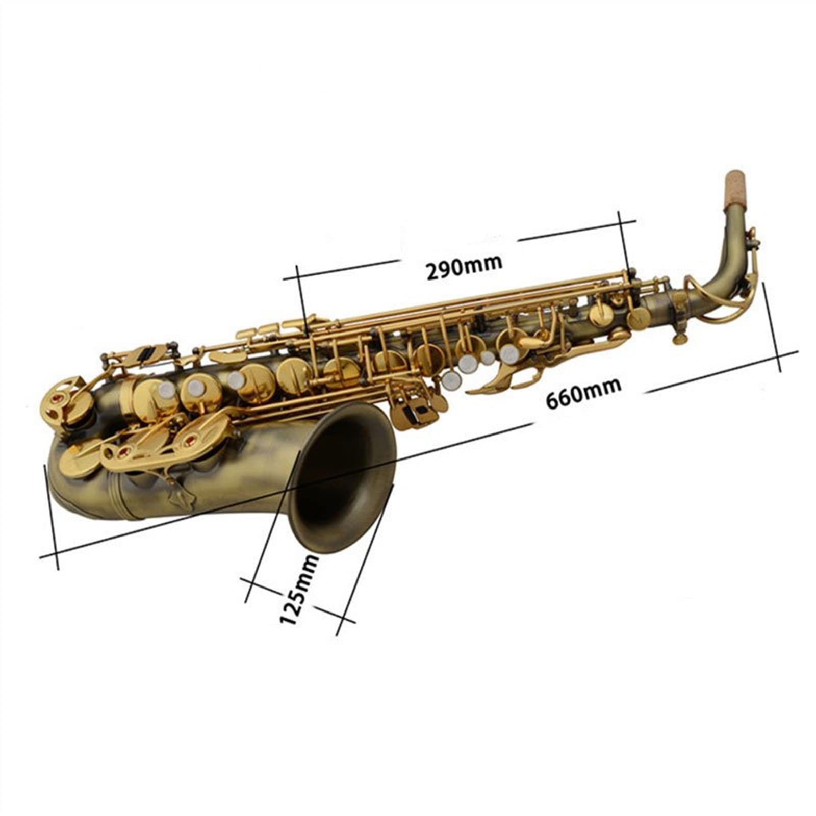 Sax Studente Sassofono Contralto Professionale con Corpo in Ottone Antico in Mi Bemolle con Chiavi Dorate