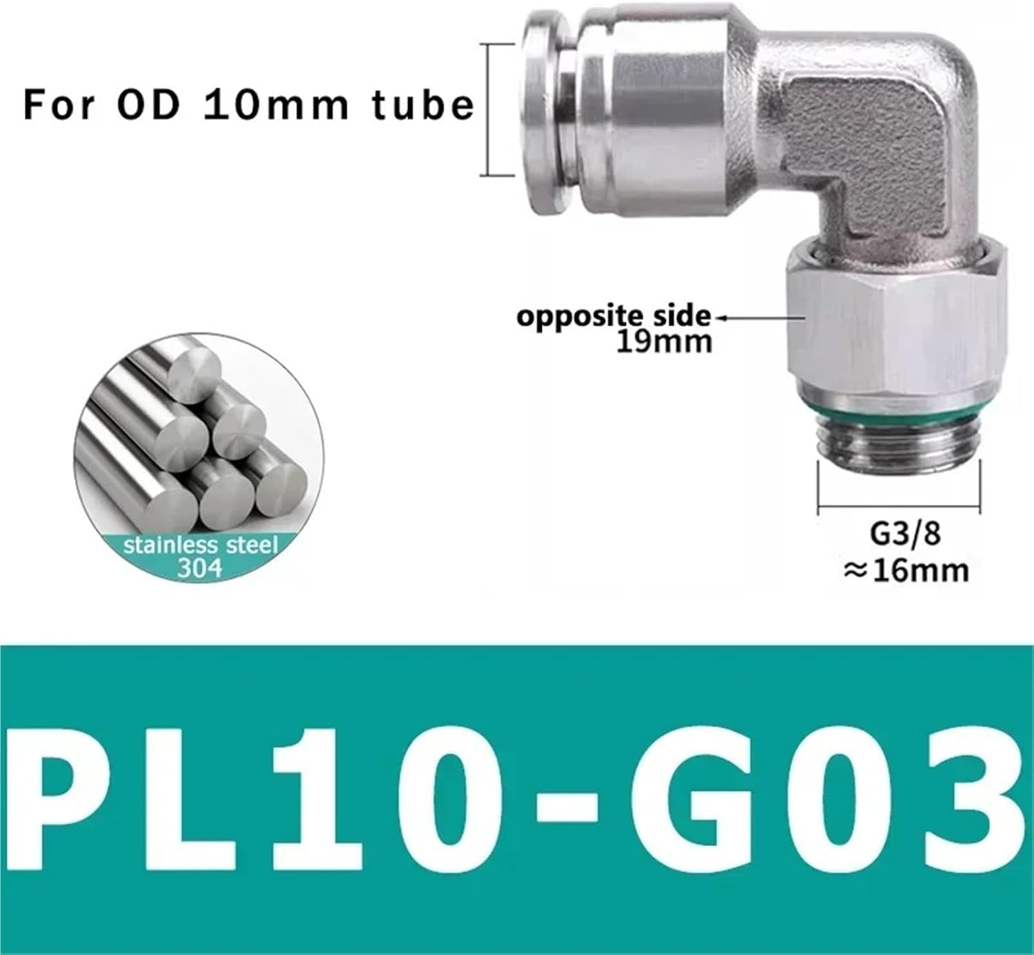 10Pcs 304 Stainless Steel Pneumatic Hose Fitting 1/8 1/4 3/8 1/2 PL Air Tube Connector Quick Release Pipe Fittings 4mm 6mm 8mm(PL10-G03,50 Pcs)