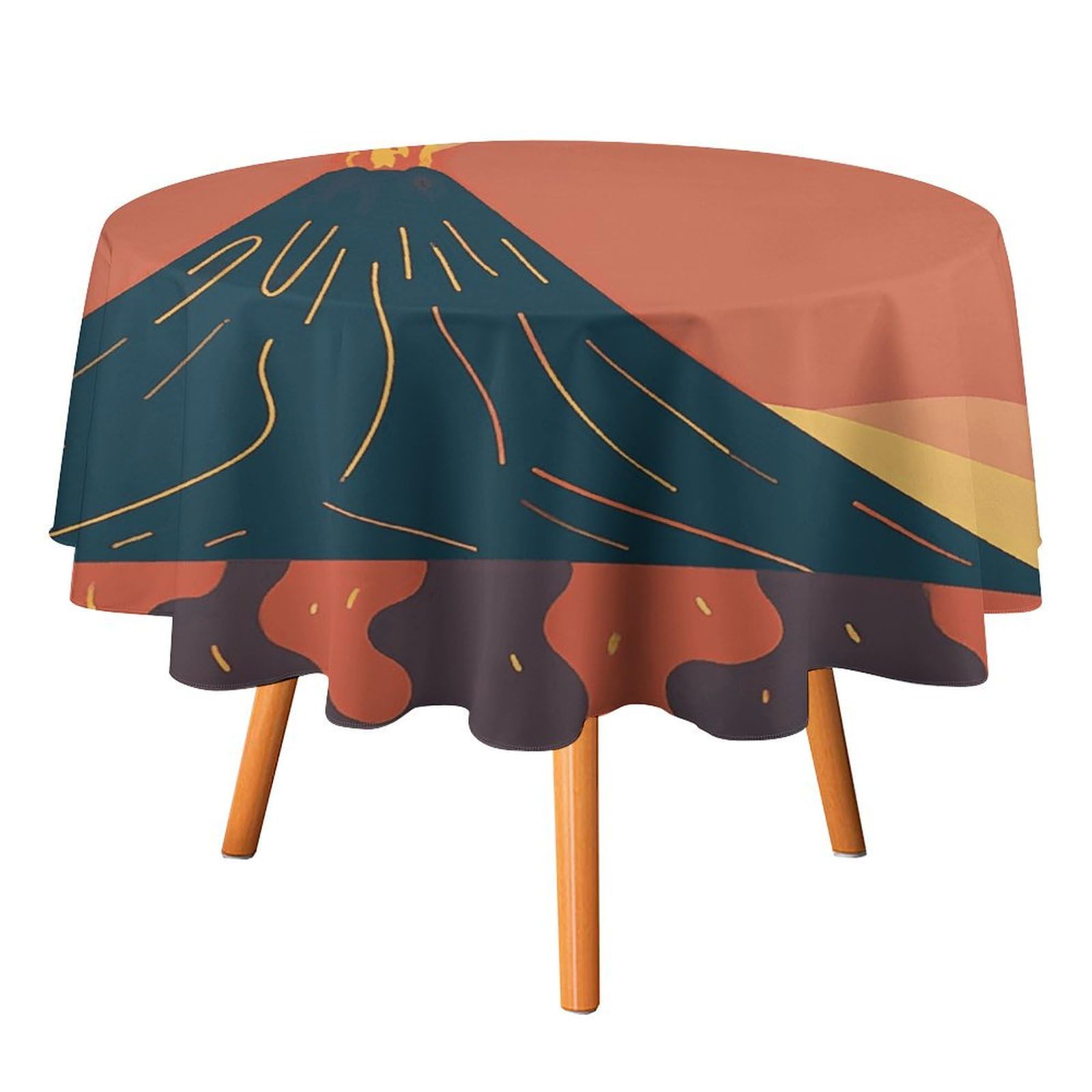 Nappe ronde motif volcanique Ø 152 cm facile à nettoyer pour table de cuisine