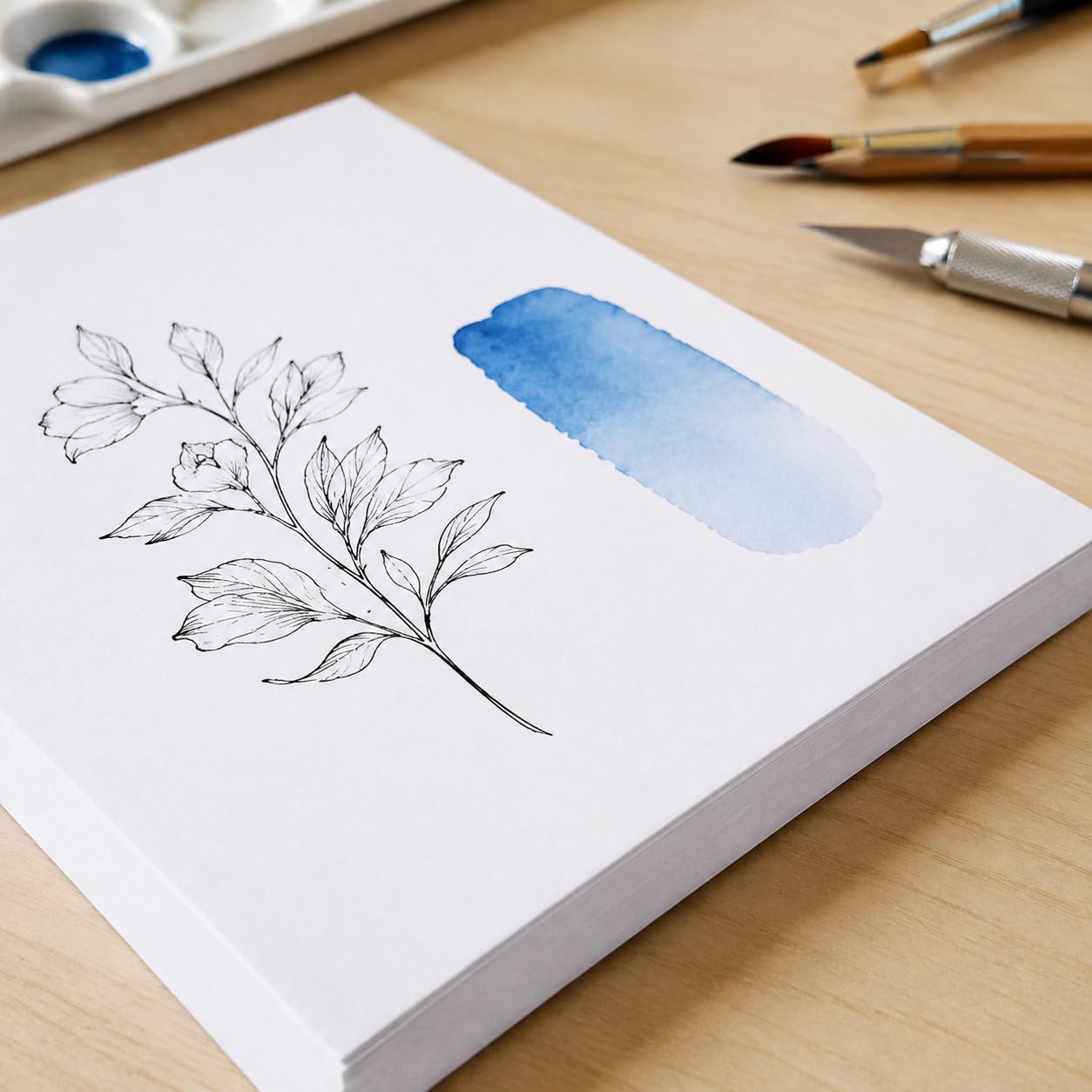 Cartulina Blanca, Cardstock Liso, 8K, 50 hojas, 215g