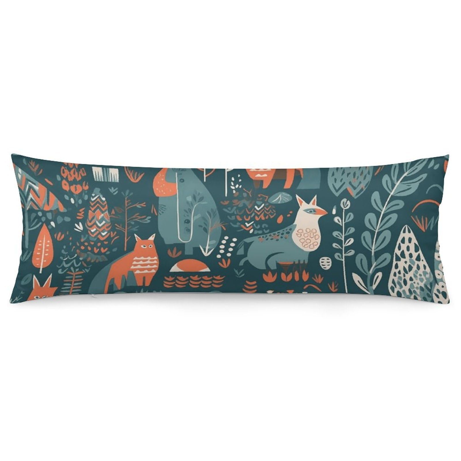NONHAI 2 Pack Pillow Cases for Hair and Skin, Soft Breathable Pillow Case Covers with Hidden Zipper, Scandinavian Animals Pillowcase 20"x54" Pillow Covers for Sleeping Gift