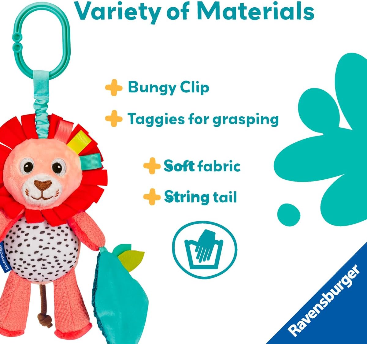 Ravensburger Play+ Shake & Rattle - Lion | Bright Colors & Rattle Sounds | Engages Auditory & Visual Skills | On-The-Go Play