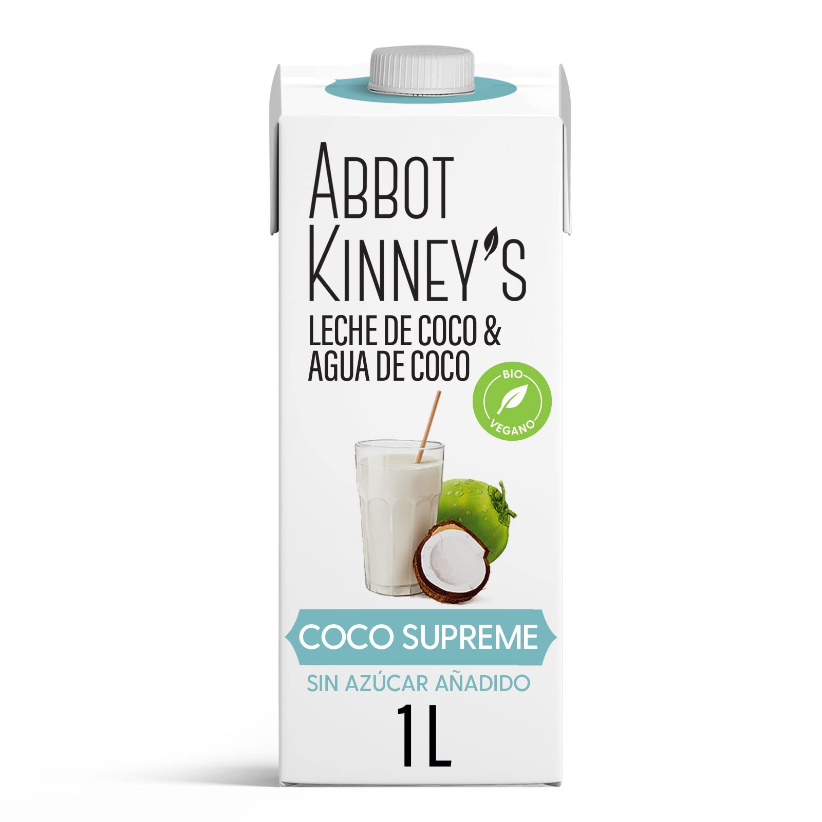 Abbot Kinney's Bebida Ecológica Vegetal de Coco Supreme Pack 6 x 1 L Sin Azúcar Añadido Vegano Sin Lactosa