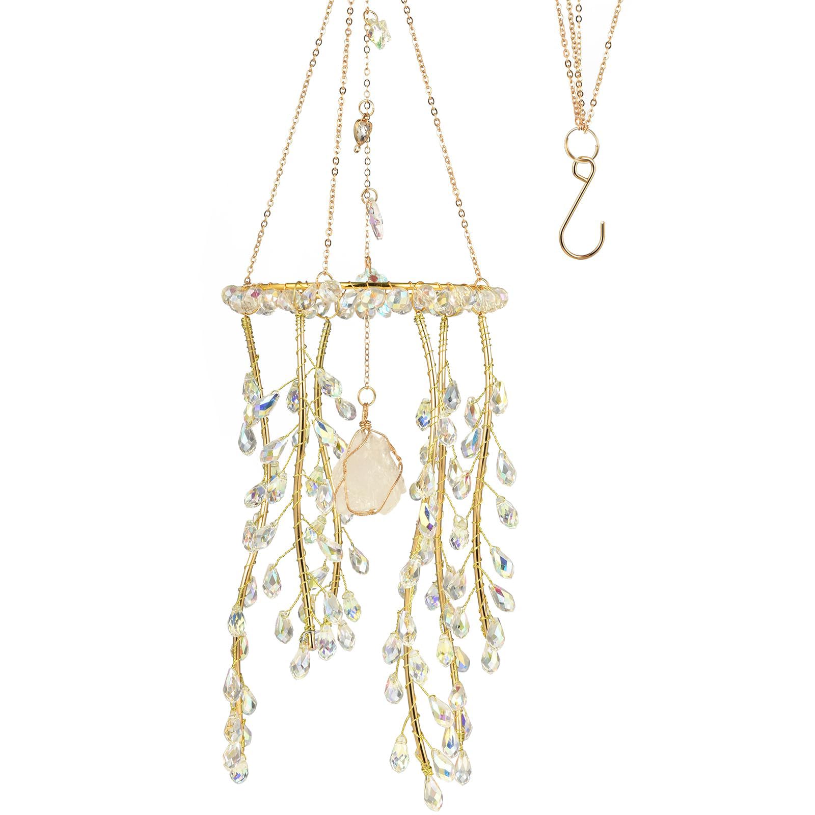 ZEPFJHE Crystal Suncatchers Window Hanging Branch Shape Sun Catchers Hanging Rainbow Makers Wind Chimes for Yard Garden Ornament Rainbow Makers Sun Catchers Window