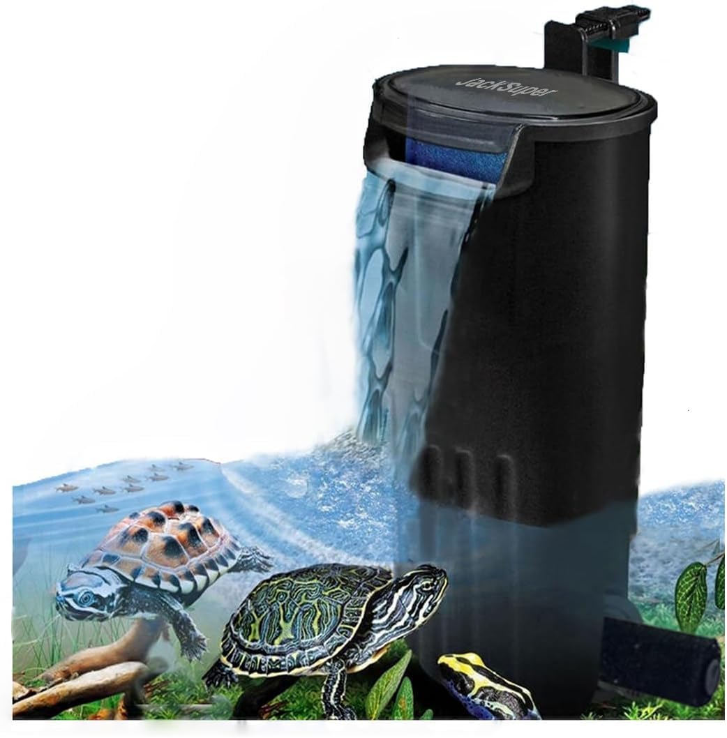 Turtle Tank Filter Aquarium Turtle Filter Internal Filter for 3 to 20 Gallons Small Fish Tank Water Filtering Apparatus Turtle Tank Reptiles Shrimp Amphibian Frog Cichlids Newt(Aquarium filter)