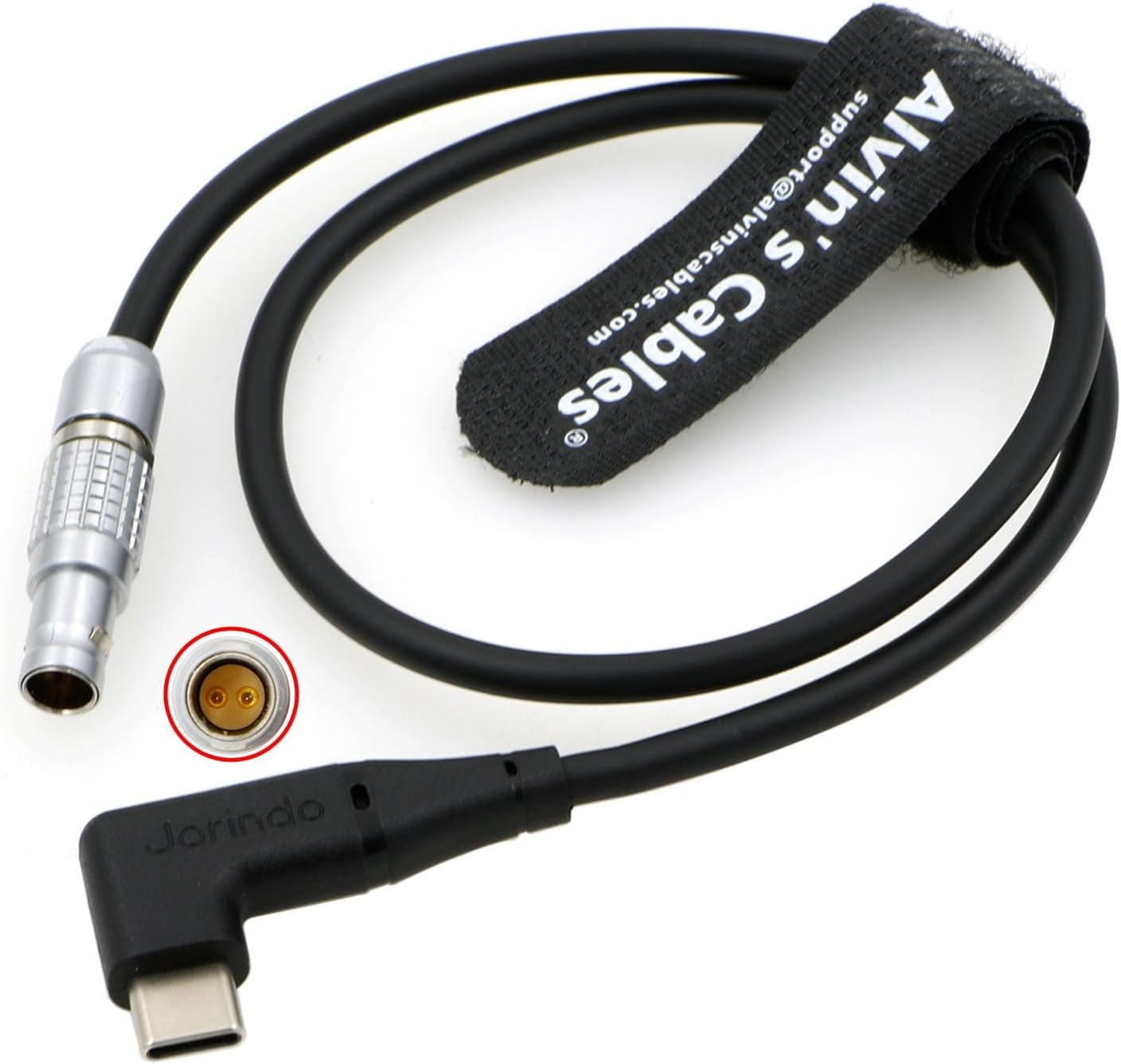 Alvin's Cables 2-pins mannelijke rechte hoek naar 2-pins voedingskabel voor Teradek Bond ARRI Alexa-camera