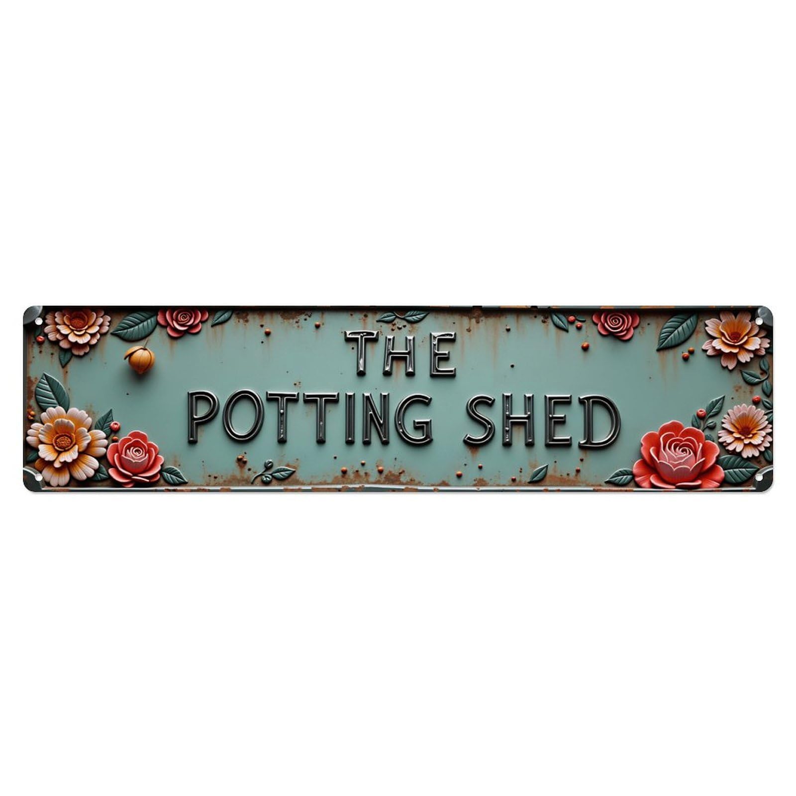 Ldfuieksufg Style The Potting Shed Long Decor Sign Vintage Aluminium Metal Sign, Retro Wall Decor For Home, Bar, Garage & Farmhouse 10 * 40Cm