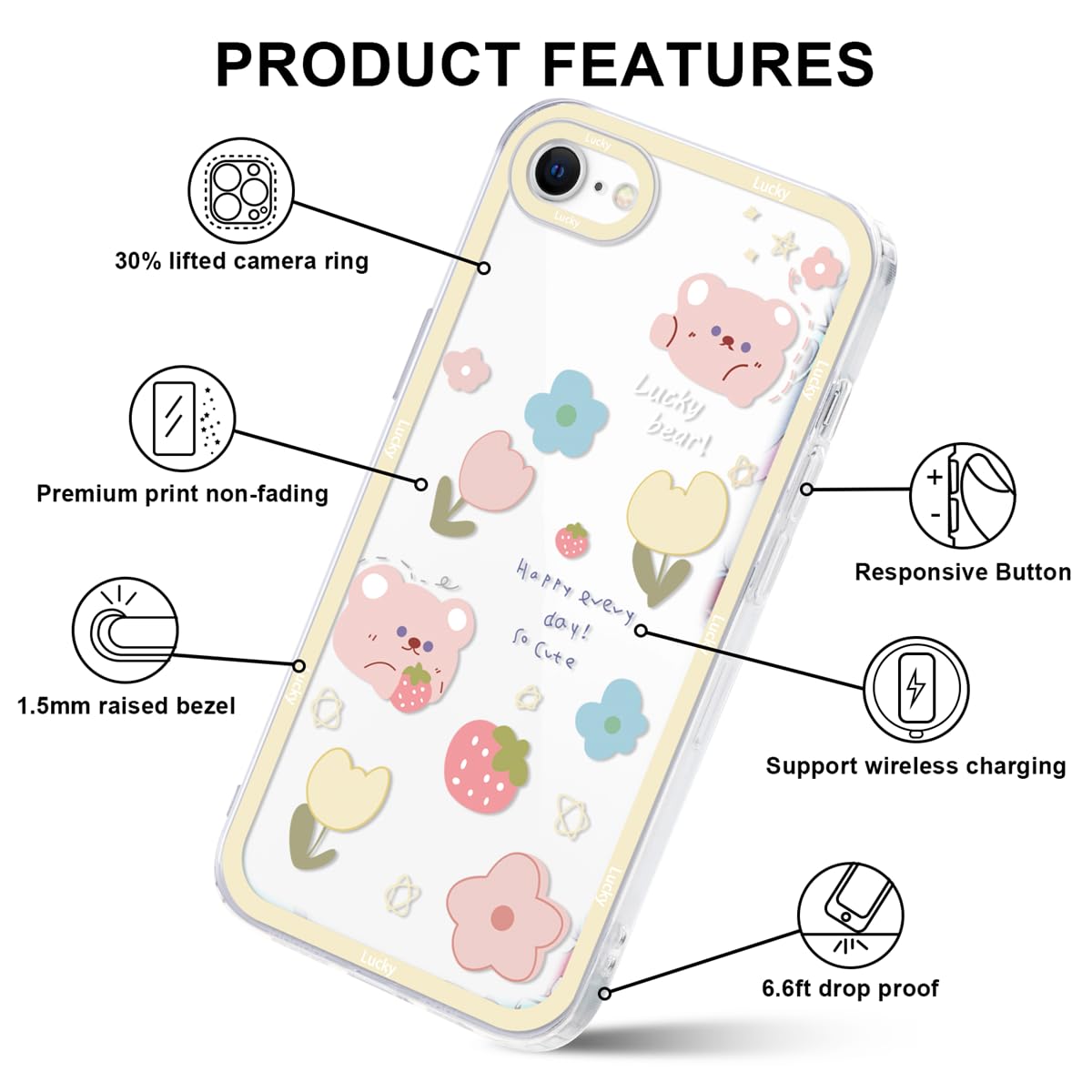 Yoedge Trasparente Custodia per iPhone SE 2022 /iPhone 7/8 / SE 2020 4