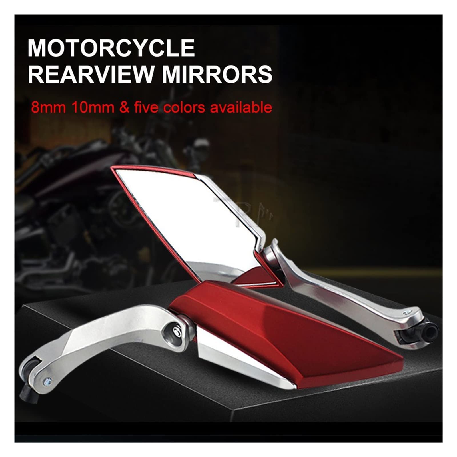 Specchietto retrovisore 8mm 10mm Specchietto Laterale per Moto Scooter S&Street Bike Accessori Specchietto per Moto Specchietto retrovisore in Fibra di Carbonio Rosso PE