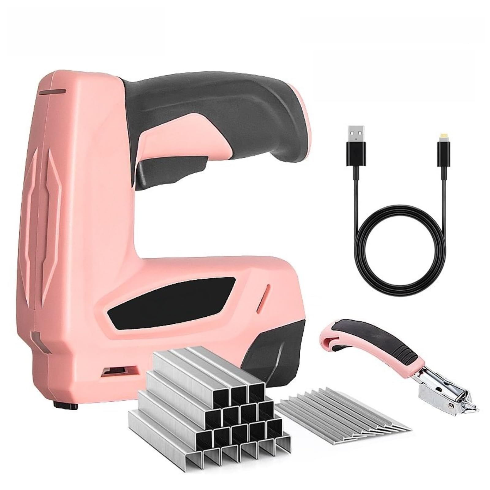 2-in-1 Cordless Electric Staple Gun Brad Nailer 4V Rechargeable Stapler with USB 2000 Staples Nails for Wood Upholstery Carpentry Crafts DIY Projects