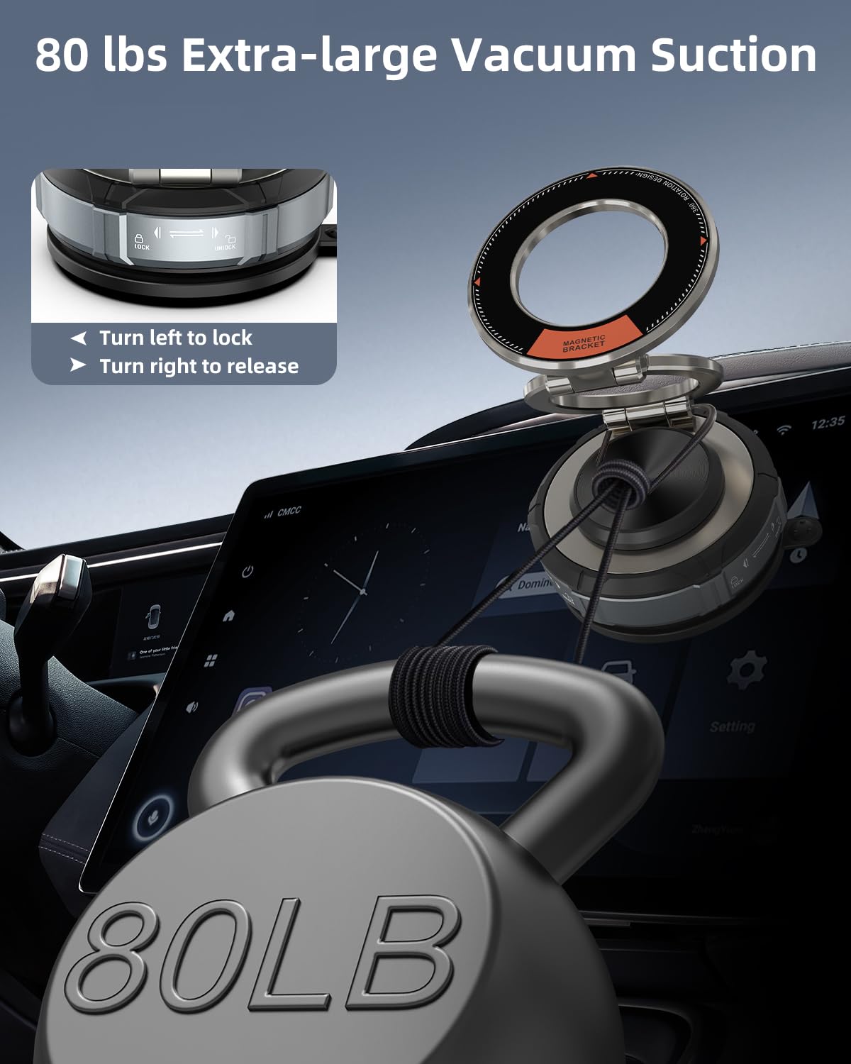 MagSafe 360° verstellbare Vakuum-Saugnapfhalterung, Zinklegierung, Vakuum-Magnet-Handyhalterung, Handyhalter für Auto/Zuhause/Reisen, Saugnapf-Autohalterung für iPhone 17/16/15/14/13/Android