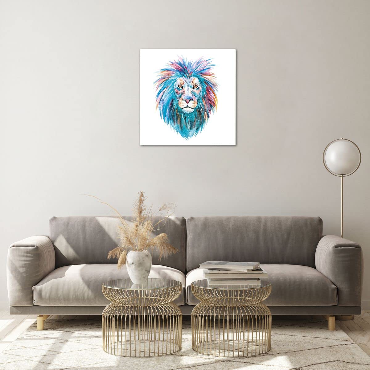 Quadro su Vetro 50x70cm Leone Avanguardia Da Ragazzina Stampe Moderni